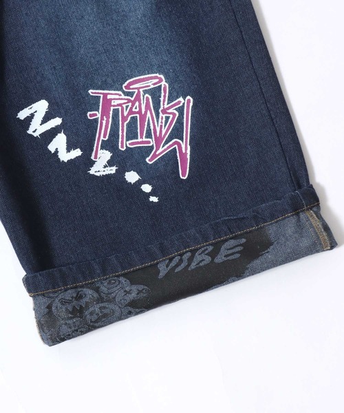 SITRY(シトリー)の「Street Design Patch & Print Roll Up Denim Wide Short Pants/ストリートデザイン ワッペン&プリント ロールアップ ワイドデニム ショートパンツ ハーフーパンツ ショーツ(その他パンツ・メンズ・ブラック/インディゴブルー/ブラック系その他/ブルー系その他・L/M)」の16枚目の写真