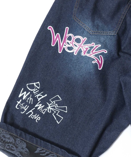 SITRY(シトリー)の「Street Design Patch & Print Roll Up Denim Wide Short Pants/ストリートデザイン ワッペン&プリント ロールアップ ワイドデニム ショートパンツ ハーフーパンツ ショーツ(その他パンツ・メンズ・ブラック/インディゴブルー/ブラック系その他/ブルー系その他・L/M)」の18枚目の写真