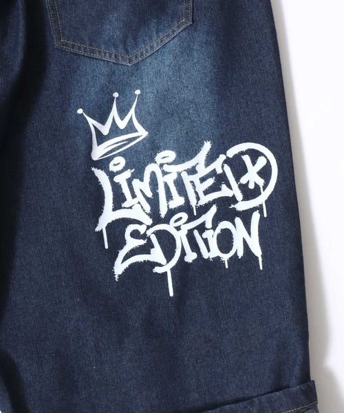 SITRY(シトリー)の「Street Design Patch & Print Roll Up Denim Wide Short Pants/ストリートデザイン ワッペン&プリント ロールアップ ワイドデニム ショートパンツ ハーフーパンツ ショーツ(その他パンツ・メンズ・ブラック/インディゴブルー/ブラック系その他/ブルー系その他・L/M)」の20枚目の写真