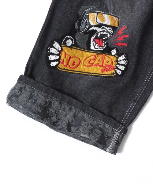 SITRY(シトリー)の「Street Design Patch & Print Roll Up Denim Wide Short Pants/ストリートデザイン ワッペン&プリント ロールアップ ワイドデニム ショートパンツ ハーフーパンツ ショーツ(その他パンツ・メンズ・ブラック/インディゴブルー/ブラック系その他/ブルー系その他・L/M)」の10枚目の写真