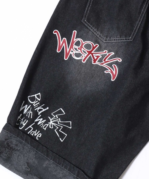 SITRY(シトリー)の「Street Design Patch & Print Roll Up Denim Wide Short Pants/ストリートデザイン ワッペン&プリント ロールアップ ワイドデニム ショートパンツ ハーフーパンツ ショーツ(その他パンツ・メンズ・ブラック/インディゴブルー/ブラック系その他/ブルー系その他・L/M)」の17枚目の写真