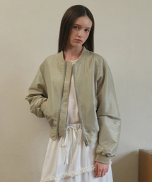 Glossy Blouson Jacket_Beige(O25-OT04)