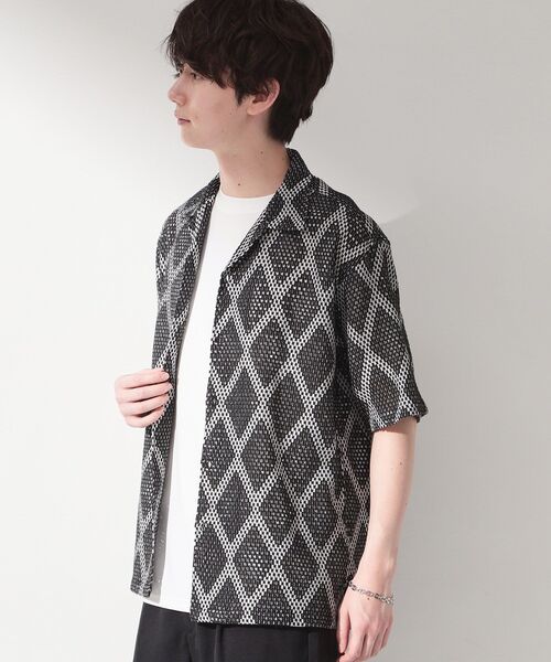 THE SHOP TK (ザ ショップ ティーケー )の「アーガイル柄 レース半袖シャツ 洗濯機OK(シャツ/ブラウス・メンズ・ホワイト系6/ブラック系3・04/02/03)」の7枚目の写真