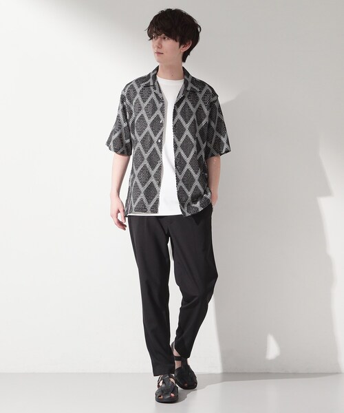 THE SHOP TK (ザ ショップ ティーケー )の「アーガイル柄 レース半袖シャツ 洗濯機OK(シャツ/ブラウス・メンズ・ホワイト系6/ブラック系3・04/02/03)」の8枚目の写真