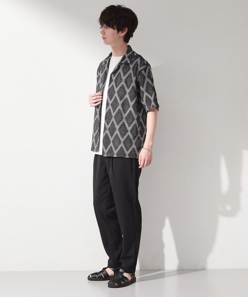 THE SHOP TK (ザ ショップ ティーケー )の「アーガイル柄 レース半袖シャツ 洗濯機OK(シャツ/ブラウス・メンズ・ホワイト系6/ブラック系3・04/02/03)」の9枚目の写真