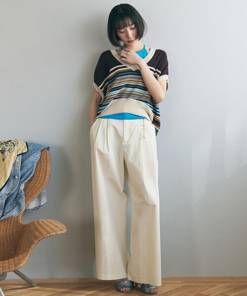 ALL NEW MART(オールニューマート)の「2タックワイドパンツ(その他パンツ・レディース・ブラック/アイボリー/キャメル・38/36)」の4枚目の写真