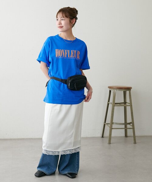 DISCOAT(ディスコート)の「【Enlude/着回し抜群◎】フレンチロゴTシャツ《ユニセックス》(Tシャツ/カットソー・レディース・キャメル/オフホワイト/ブルー/チャコールグレー/ブラウン・SMALL/MEDIUM)」の9枚目の写真