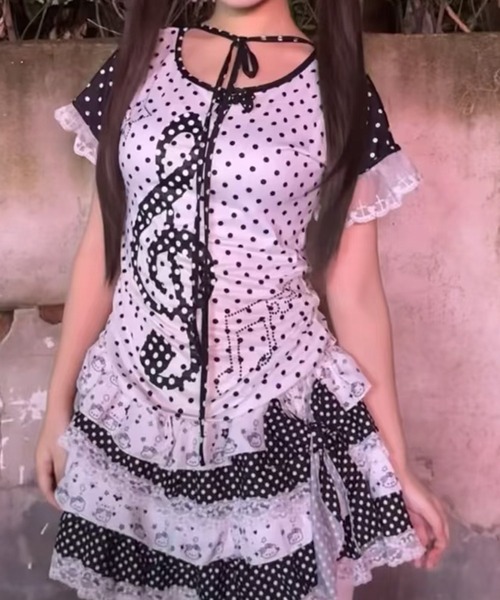 AsheKsha(アシクシャ)の「音符と羽根のデザインが施されたTシャツ(Tシャツ/カットソー・レディース・ホワイト・M)」の9枚目の写真