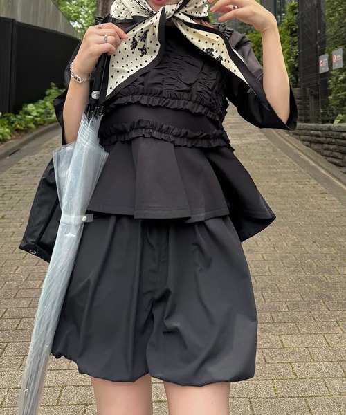 WILLFULLY（ウィルフリー）の「random frill peplum smooth tops（Tシャツ/カットソー・レディース・アイボリー/ブラック・FREE）」の17枚目の写真