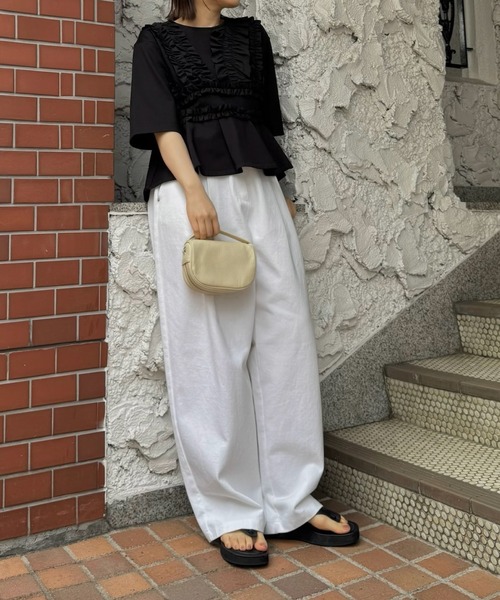 WILLFULLY（ウィルフリー）の「random frill peplum smooth tops（Tシャツ/カットソー・レディース・アイボリー/ブラック・FREE）」の13枚目の写真