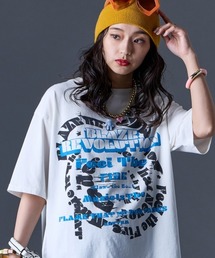 ピグメント染ビッグロゴプリントTシャツ<大きいサイズ有>GEVS.