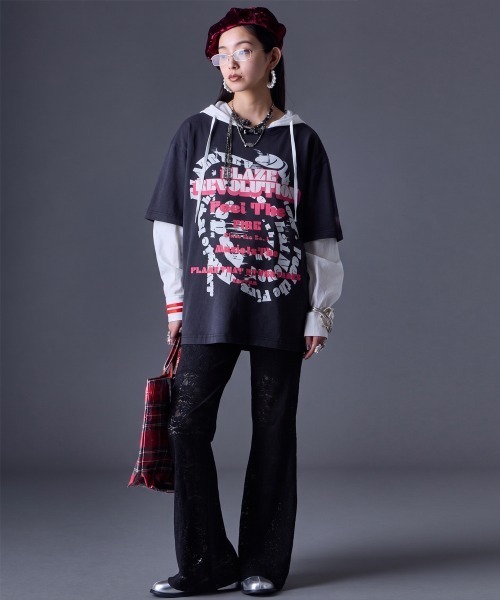 GEVS.(ジェイヴィス)の「ピグメント染ビッグロゴプリントTシャツ<大きいサイズ有>GEVS.(Tシャツ/カットソー・レディース・オフホワイト/スミクロ・3L/LL/L/M/5L/4L)」の21枚目の写真
