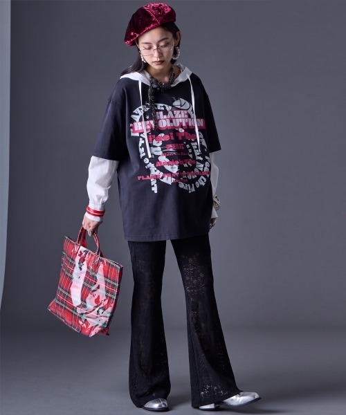 GEVS.(ジェイヴィス)の「ピグメント染ビッグロゴプリントTシャツ<大きいサイズ有>GEVS.(Tシャツ/カットソー・レディース・オフホワイト/スミクロ・3L/LL/L/M/5L/4L)」の22枚目の写真