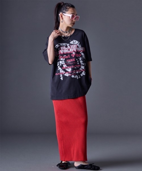 GEVS.(ジェイヴィス)の「ピグメント染ビッグロゴプリントTシャツ<大きいサイズ有>GEVS.(Tシャツ/カットソー・レディース・オフホワイト/スミクロ・3L/LL/L/M/5L/4L)」の7枚目の写真