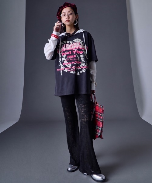 GEVS.(ジェイヴィス)の「ピグメント染ビッグロゴプリントTシャツ<大きいサイズ有>GEVS.(Tシャツ/カットソー・レディース・オフホワイト/スミクロ・3L/LL/L/M/5L/4L)」の15枚目の写真