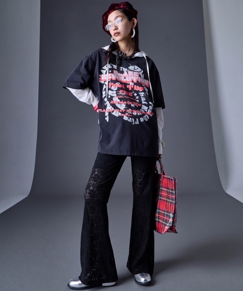 GEVS.(ジェイヴィス)の「ピグメント染ビッグロゴプリントTシャツ<大きいサイズ有>GEVS.(Tシャツ/カットソー・レディース・オフホワイト/スミクロ・3L/LL/L/M/5L/4L)」の16枚目の写真