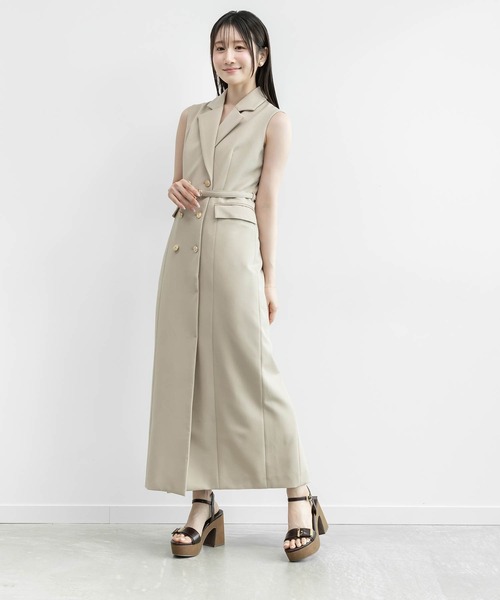 RANDA(ランダ)の「ダブルブレストジャケットワンピース(ワンピース・レディース・ワイン/インディゴブルー/ベージュ・0/1)」の2枚目の写真