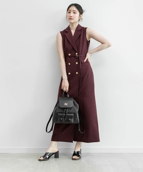 RANDA(ランダ)の「ダブルブレストジャケットワンピース(ワンピース・レディース・ワイン/インディゴブルー/ベージュ・0/1)」の3枚目の写真