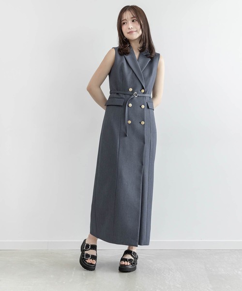 RANDA(ランダ)の「ダブルブレストジャケットワンピース(ワンピース・レディース・ワイン/インディゴブルー/ベージュ・0/1)」の1枚目の写真