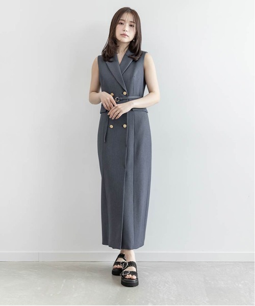RANDA(ランダ)の「ダブルブレストジャケットワンピース(ワンピース・レディース・ワイン/インディゴブルー/ベージュ・0/1)」の6枚目の写真