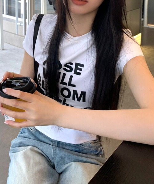 Vipoa(ヴィポア)の「配色ロゴピチTシャツ(Tシャツ/カットソー・レディース・ブラウン/ホワイト・FREE)」の2枚目の写真