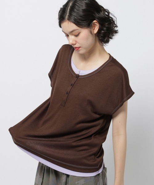 niko and...(ニコアンド)の「ヘンリーレイヤードフレンチプルオーバー(Tシャツ/カットソー・レディース・ブラック/ベージュ/ダークブラウン/グレー・FREE)」の18枚目の写真