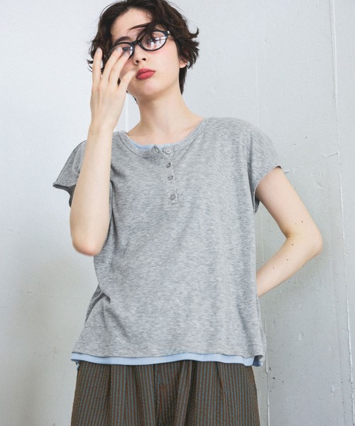 niko and...(ニコアンド)の「ヘンリーレイヤードフレンチプルオーバー(Tシャツ/カットソー・レディース・ブラック/ベージュ/ダークブラウン/グレー・FREE)」の10枚目の写真