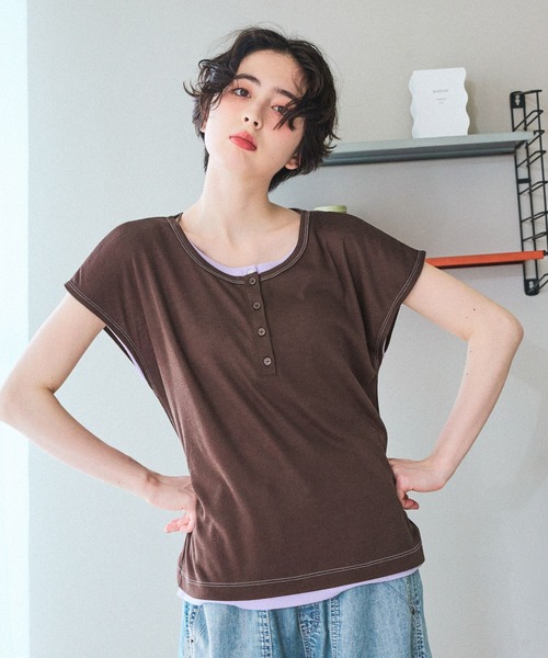 niko and...(ニコアンド)の「ヘンリーレイヤードフレンチプルオーバー(Tシャツ/カットソー・レディース・ブラック/ベージュ/ダークブラウン/グレー・FREE)」の15枚目の写真