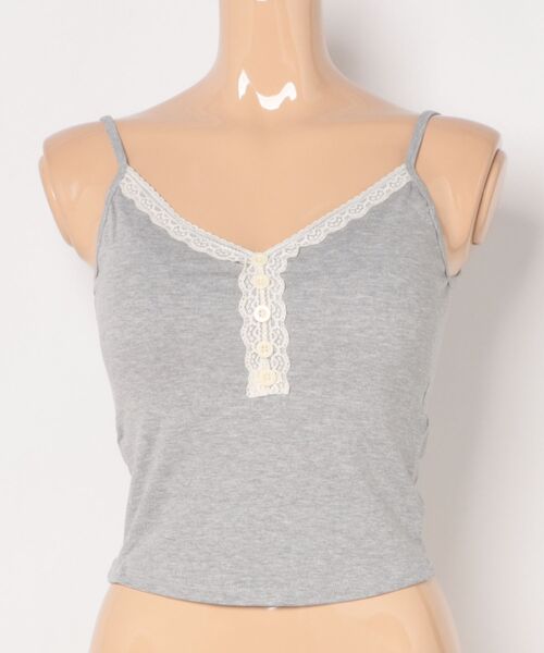 Lace Ladies(レースレディース)の「レース Vネック ボタン付き カップ付き キャミソール(キャミソール・レディース・ブラック/アイボリー/グレー・FREE)」の21枚目の写真