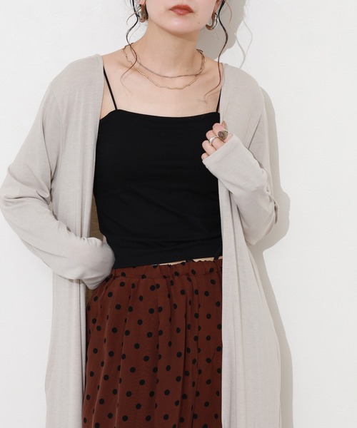 Re:EDIT(リエディ)の「接触冷感とろみカットソートッパーロング丈カーディガン 長袖(カーディガン/ボレロ・レディース・グリーン/グレイッシュベージュ・M-Long)」の1枚目の写真