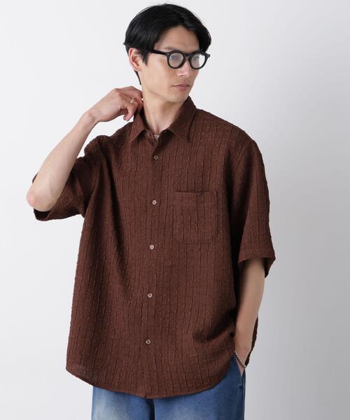 NANO universe(ナノユニバース)の「ふくれ二重織シャツ(シャツ/ブラウス・メンズ・ブラック/ブラウン/マスタード・S/M/L)」の1枚目の写真