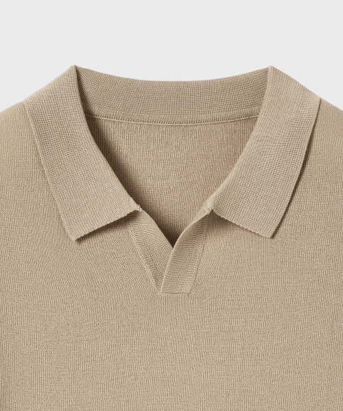 NONBLANK(ノンブランク)の「クールタッチハーフスリーブカラー ニット_BEIGE(ポロシャツ・メンズ・その他・X-LARGE/MEDIUM/LARGE)」の2枚目の写真