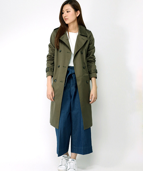 LBC（エルビーシー）の「コットン40/2ツイルトレンチコート（トレンチコート・レディース・オリーブ/ネイビー/ベージュ・LARGE/MEDIUM）」の3枚目の写真