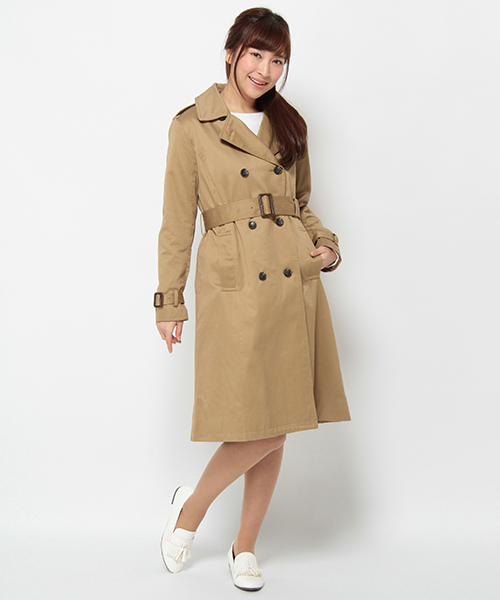 LBC（エルビーシー）の「コットン40/2ツイルトレンチコート（トレンチコート・レディース・オリーブ/ネイビー/ベージュ・LARGE/MEDIUM）」の5枚目の写真