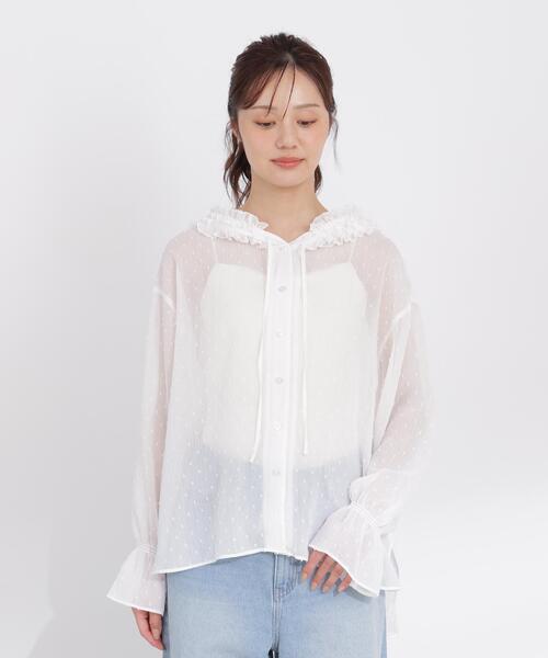 PROPORTION BODY DRESSING(プロポーションボディドレッシング)の「<a>カットジャガードフードシャツ / 1216219800(シャツ/ブラウス・レディース・ブラック/ホワイト/ブルー・FREE)」の12枚目の写真