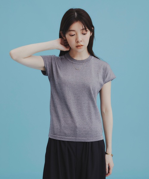 UNITED TOKYO(ユナイテッドトウキョウ)の「【新作】パレスフレンチニット|夏服/半袖/オフィスカジュアル/ウォッシャブル/接触冷感/吸湿/防シワ/フレンチスリーブ(ニット/セーター・レディース・オレンジ/グレー/グリーン/ネイビー/アイボリー/ブラック・FREE)」の15枚目の写真