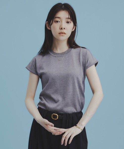 UNITED TOKYO(ユナイテッドトウキョウ)の「【新作】パレスフレンチニット|夏服/半袖/オフィスカジュアル/ウォッシャブル/接触冷感/吸湿/防シワ/フレンチスリーブ(ニット/セーター・レディース・オレンジ/グレー/グリーン/ネイビー/アイボリー/ブラック・FREE)」の16枚目の写真