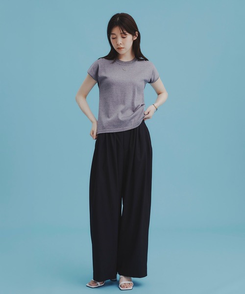 UNITED TOKYO(ユナイテッドトウキョウ)の「【新作】パレスフレンチニット|夏服/半袖/オフィスカジュアル/ウォッシャブル/接触冷感/吸湿/防シワ/フレンチスリーブ(ニット/セーター・レディース・オレンジ/グレー/グリーン/ネイビー/アイボリー/ブラック・FREE)」の13枚目の写真