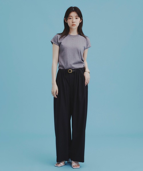 UNITED TOKYO(ユナイテッドトウキョウ)の「【新作】パレスフレンチニット|夏服/半袖/オフィスカジュアル/ウォッシャブル/接触冷感/吸湿/防シワ/フレンチスリーブ(ニット/セーター・レディース・オレンジ/グレー/グリーン/ネイビー/アイボリー/ブラック・FREE)」の14枚目の写真