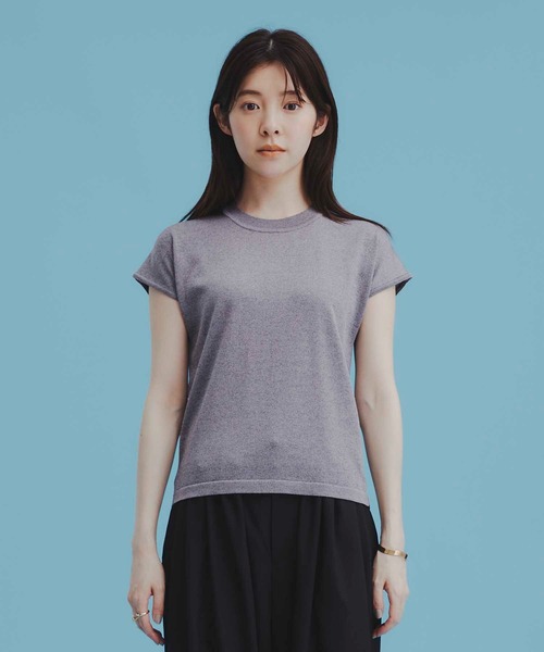 UNITED TOKYO(ユナイテッドトウキョウ)の「【新作】パレスフレンチニット|夏服/半袖/オフィスカジュアル/ウォッシャブル/接触冷感/吸湿/防シワ/フレンチスリーブ(ニット/セーター・レディース・オレンジ/グレー/グリーン/ネイビー/アイボリー/ブラック・FREE)」の18枚目の写真