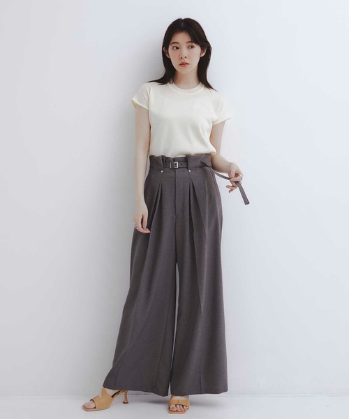 UNITED TOKYO(ユナイテッドトウキョウ)の「【新定番|大人気】パレスフレンチニット|夏服/半袖/オフィスカジュアル/ウォッシャブル/接触冷感/吸湿/防シワ/フレンチスリーブ(ニット/セーター・レディース・オレンジ/グレー/グリーン/ネイビー/アイボリー/ブラック・FREE)」の13枚目の写真