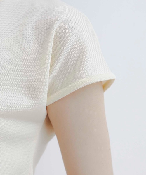 UNITED TOKYO(ユナイテッドトウキョウ)の「【新定番|大人気】パレスフレンチニット|夏服/半袖/オフィスカジュアル/ウォッシャブル/接触冷感/吸湿/防シワ/フレンチスリーブ(ニット/セーター・レディース・オレンジ/グレー/グリーン/ネイビー/アイボリー/ブラック・FREE)」の19枚目の写真