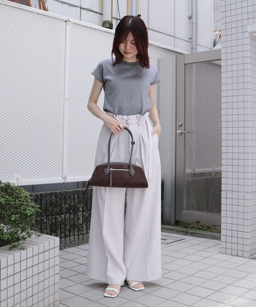 UNITED TOKYO(ユナイテッドトウキョウ)の「【新定番|大人気】パレスフレンチニット|夏服/半袖/オフィスカジュアル/ウォッシャブル/接触冷感/吸湿/防シワ/フレンチスリーブ(ニット/セーター・レディース・オレンジ/グレー/グリーン/ネイビー/アイボリー/ブラック・FREE)」の8枚目の写真
