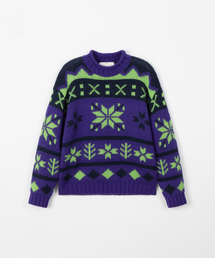 Snow jacquard knit top / PURPLE