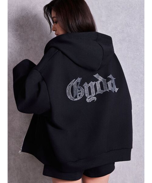 GYDA(ジェイダ)の「BACK GYDAラインストーンラメパーカー(カーディガン/ボレロ・レディース・オフホワイト/ブラック/グレー・FREE)」の4枚目の写真