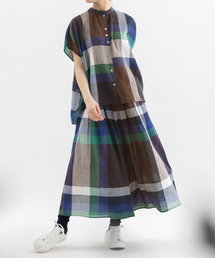 セール】リネンパネルチェックステッチプリーツスカート（スカート
