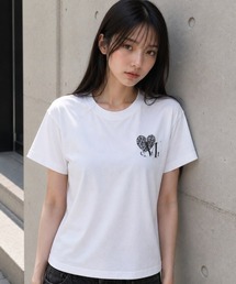 A'GEM/9 × .kom 『MUCENT/ムセント』 SIERRA LEOPARD HEART SMALL LOGO HALF TEE/シエラレオパードハートスモールロゴ半袖Tシャツ