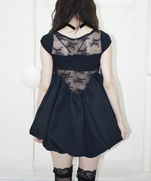 REINE NOIRE(レーヌノワール)の「mini balloon dress. / ミニバルーンドレス(ワンピース・レディース・ブラック・FREE)」の4枚目の写真