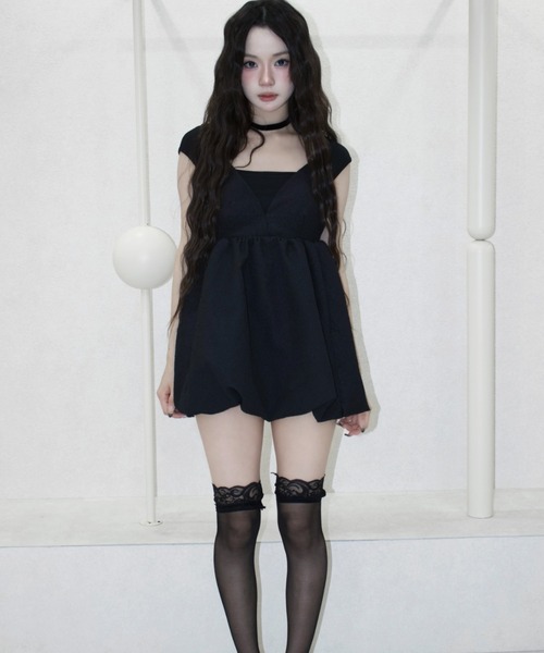 REINE NOIRE(レーヌノワール)の「mini balloon dress. / ミニバルーンドレス(ワンピース・レディース・ブラック・FREE)」の6枚目の写真