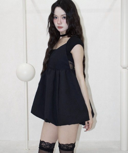 REINE NOIRE(レーヌノワール)の「mini balloon dress. / ミニバルーンドレス(ワンピース・レディース・ブラック・FREE)」の7枚目の写真